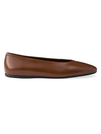 Prada Women's Brushed Leather Ballerinas - Brown - Size 11 | Thumbnail 1 Prada Women's Brushed Leather Ballerinas - Brown - Size 11 | Thumbnail 1