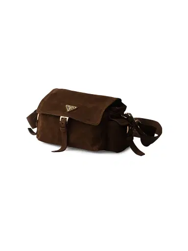 Prada Women's Explore Medium Suede Shoulder Bag - Dark Brown | Thumbnail 4