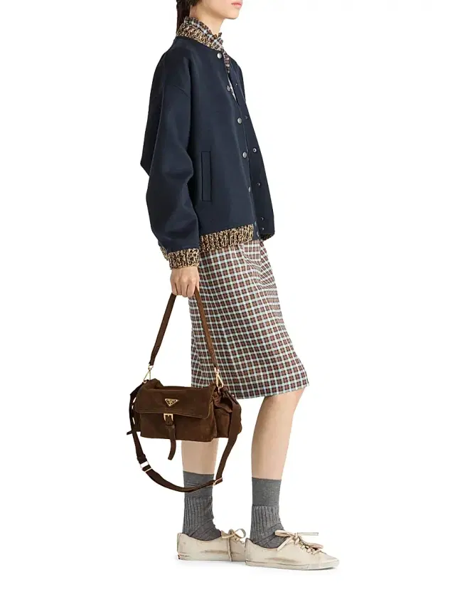 Prada Women's Explore  Suede Shoulder Bag - Dark Brown
