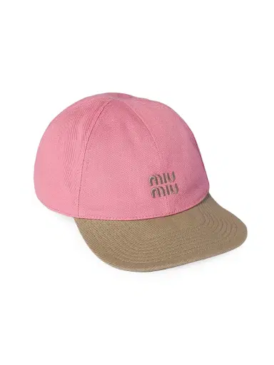Miu Miu Women's Drill Baseball Cap - Pink - Size Small | Thumbnail 1 Miu Miu Women's Drill Baseball Cap - Pink - Size Small | Thumbnail 1