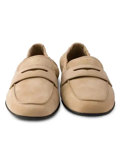 Prada Women's Shuffle Nubuck Leather Loafers - Beige Khaki - Size 7 | Thumbnail 2 Prada Women's Shuffle Nubuck Leather Loafers - Beige Khaki - Size 7 | Thumbnail 2