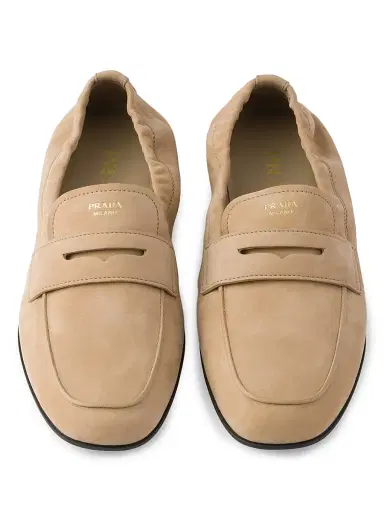 Prada Women's Shuffle Nubuck Leather Loafers - Beige Khaki - Size 7 | Thumbnail 4 Prada Women's Shuffle Nubuck Leather Loafers - Beige Khaki - Size 7 | Thumbnail 4