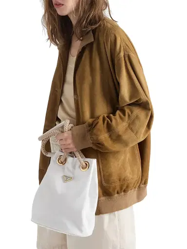 Prada Women's Mariner Re-Nylon Small Bucket Bag - White Beige | Thumbnail 2 Prada Women's Mariner Re-Nylon Small Bucket Bag - White Beige | Thumbnail 2