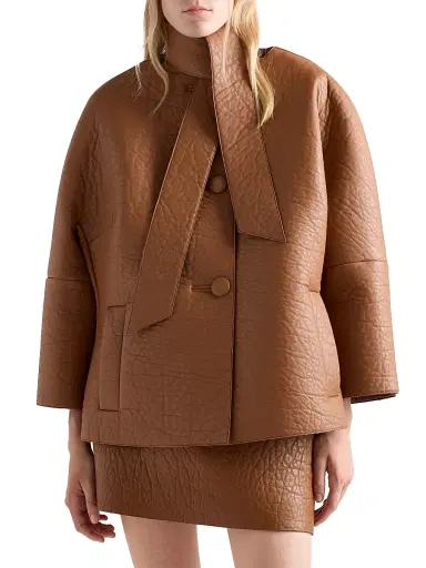 Prada Women's Bonded Nappa Leather Jacket - Brown | Thumbnail 2 Prada Women's Bonded Nappa Leather Jacket - Brown | Thumbnail 2