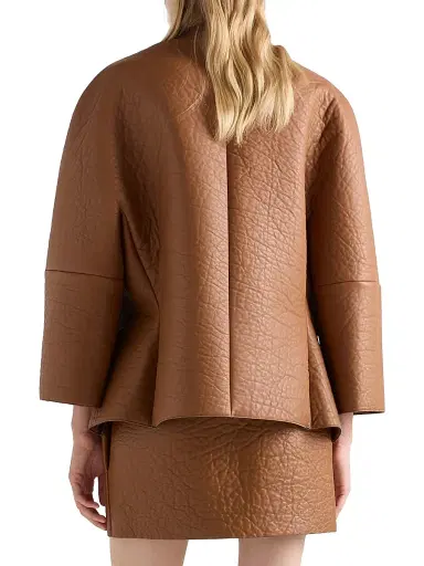 Prada Women's Bonded Nappa Leather Jacket - Brown | Thumbnail 3 Prada Women's Bonded Nappa Leather Jacket - Brown | Thumbnail 3