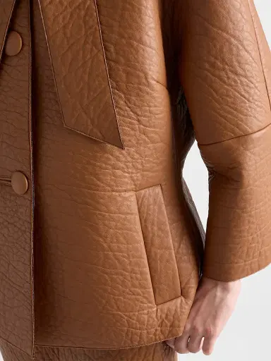 Prada Women's Bonded Nappa Leather Jacket - Brown | Thumbnail 5 Prada Women's Bonded Nappa Leather Jacket - Brown | Thumbnail 5