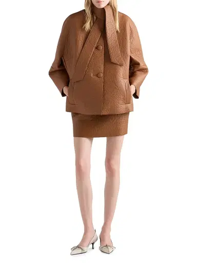 Prada Women's Bonded Nappa Leather Jacket - Brown | Thumbnail 6 Prada Women's Bonded Nappa Leather Jacket - Brown | Thumbnail 6