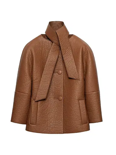 Prada Women's Bonded Nappa Leather Jacket - Brown | Thumbnail 1 Prada Women's Bonded Nappa Leather Jacket - Brown | Thumbnail 1