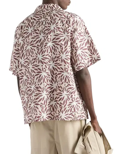 Prada Men's Printed Cotton Bowling Shirt - Beige Khaki - Size XL | Thumbnail 3 Prada Men's Printed Cotton Bowling Shirt - Beige Khaki - Size XL | Thumbnail 3