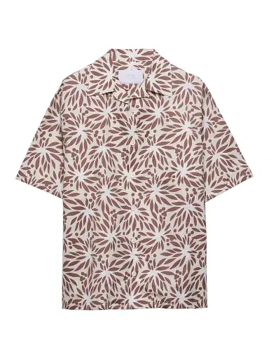 Prada Men's Printed Cotton Bowling Shirt - Beige Khaki - Size XL | Thumbnail 1 Prada Men's Printed Cotton Bowling Shirt - Beige Khaki - Size XL | Thumbnail 1