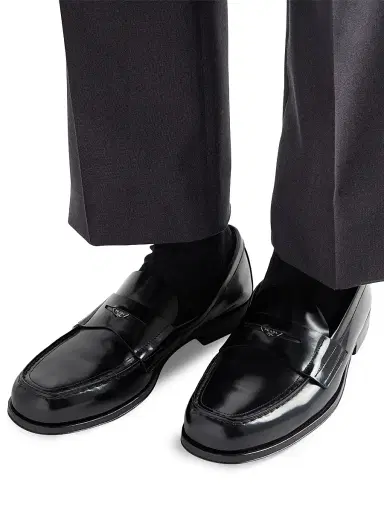 Prada Men's Brushed Leather Loafers | Thumbnail 5