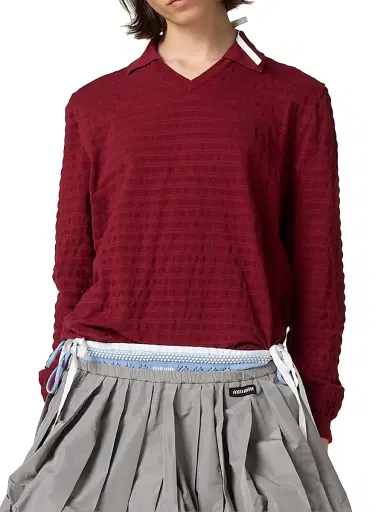 Miu Miu Women's V-Neck Cotton Sweater | Thumbnail 4