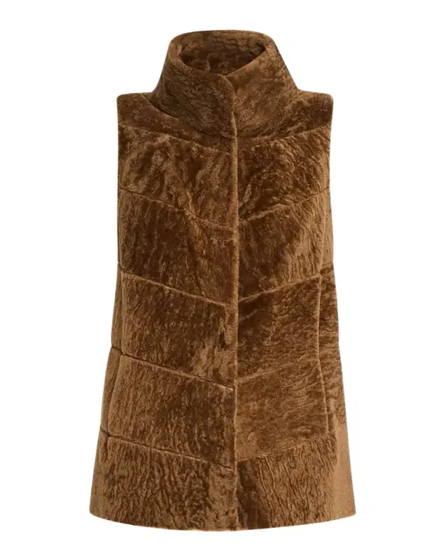 Gorski Reversible Textured Lamb Shearling Vest