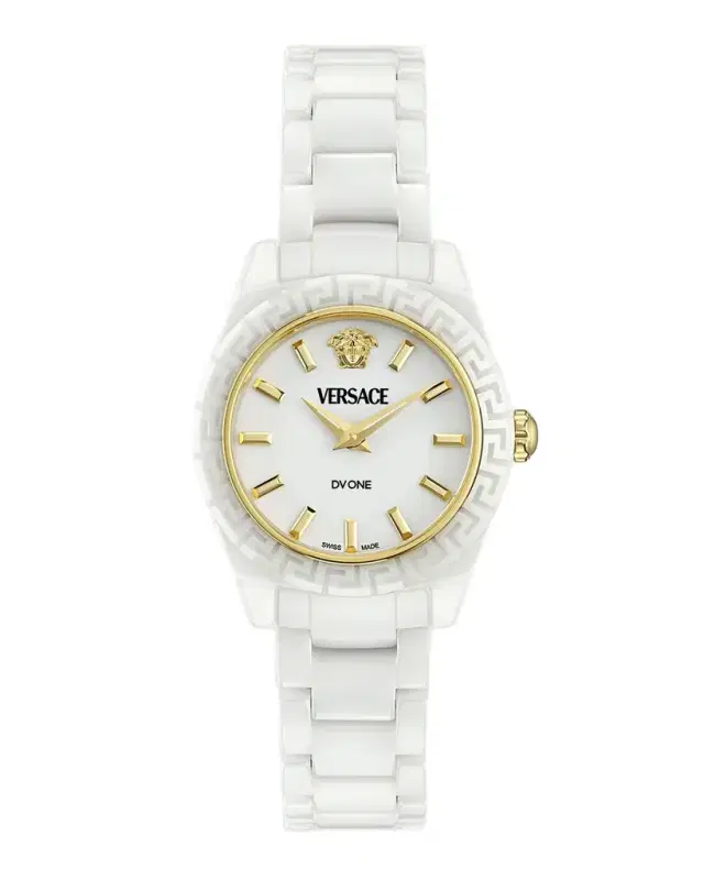 Versace 28mm DV One Watch with Bracelet Strap, White