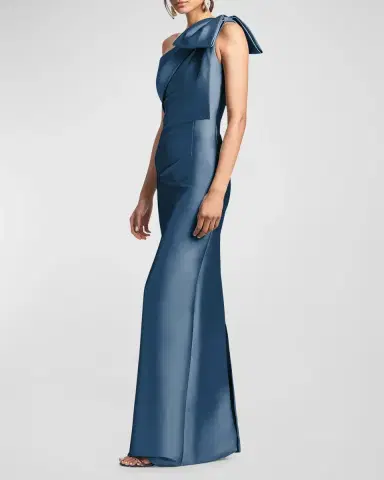 SACHIN & BABI Bonne One-Shoulder Bow Column Gown | Thumbnail 4 SACHIN & BABI Bonne One-Shoulder Bow Column Gown | Thumbnail 4