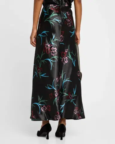 Giorgio Armani Floral Printed Maxi Silk Skirt with Pleated Center Panel | Thumbnail 3 Giorgio Armani Floral Printed Maxi Silk Skirt with Pleated Center Panel | Thumbnail 3