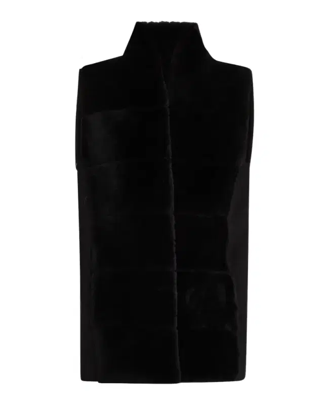 Reversible Shearling Lamb Vest with Cashmere-Blend Back