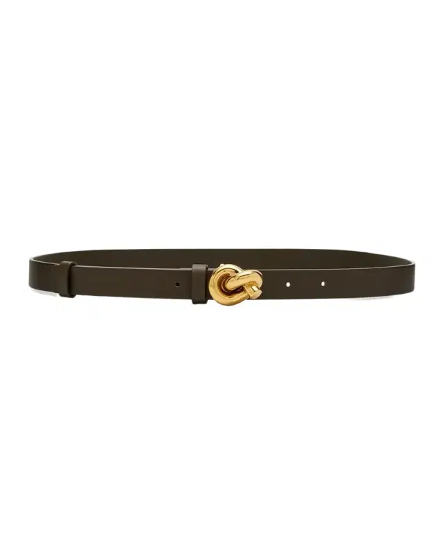 Bottega Veneta Brass Knot Skinny Leather Belt