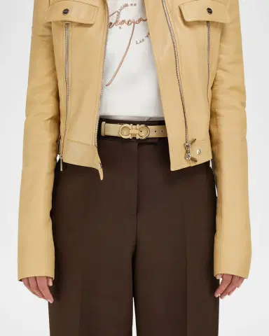 Ferragamo Mediterranean Gancini Leather Skinny Belt | Thumbnail 2