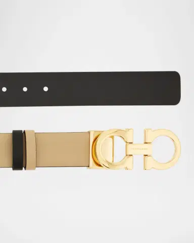 Ferragamo Mediterranean Gancini Leather Skinny Belt | Thumbnail 3