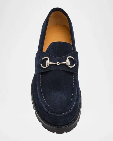 Gucci Men's Sylke Suede Horsebit Loafers | Thumbnail 3 Gucci Men's Sylke Suede Horsebit Loafers | Thumbnail 3