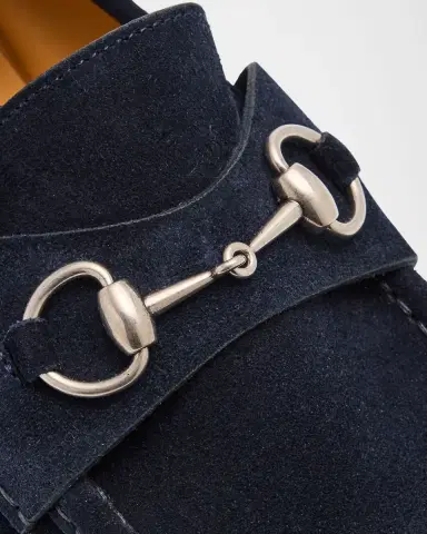 Gucci Men's Sylke Suede Horsebit Loafers | Thumbnail 4 Gucci Men's Sylke Suede Horsebit Loafers | Thumbnail 4
