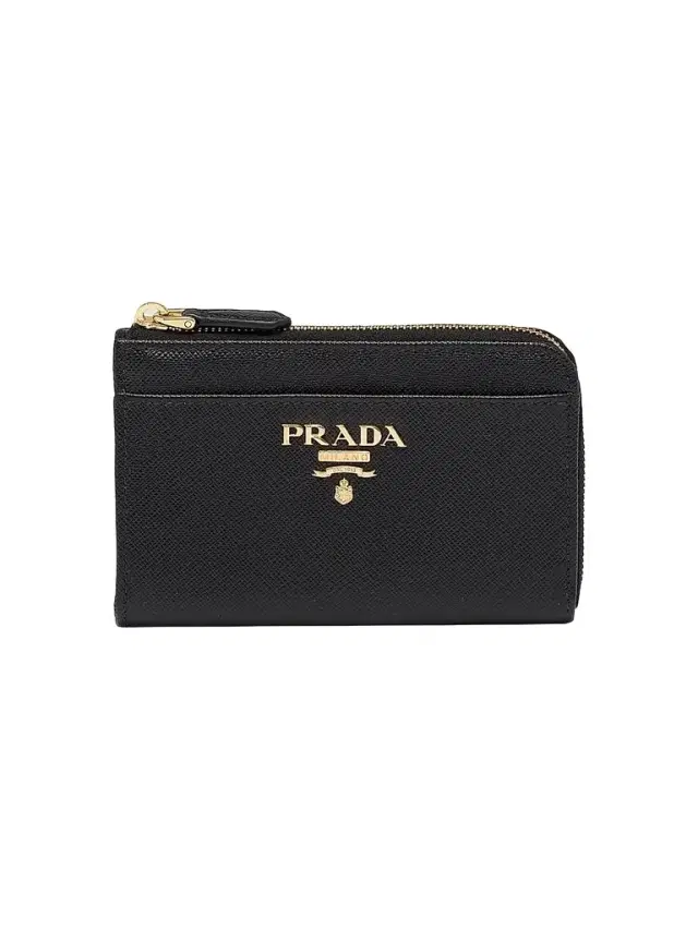 Prada Women's Saffiano Leather Card Case Keychain - Black