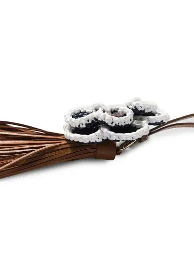 Miu Miu Women's Leather and Raffia Effect Yarn Trick Charm - Brown Multicolor | Thumbnail 2