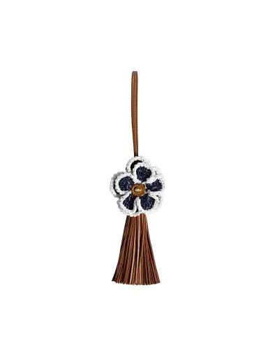 Miu Miu Women's Leather and Raffia Effect Yarn Trick Charm - Brown Multicolor | Thumbnail 1