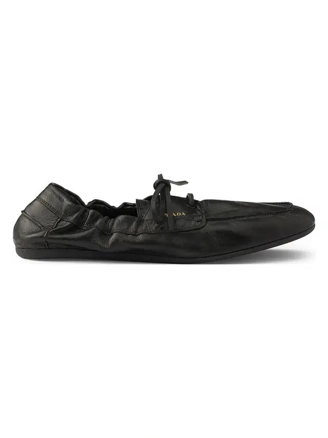 Prada Women's Shuffle Antiqued Leather Boat Loafers - Black