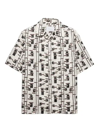 Prada Men's Printed Cotton Blend Shirt - Beige Khaki - Size Medium | Thumbnail 1