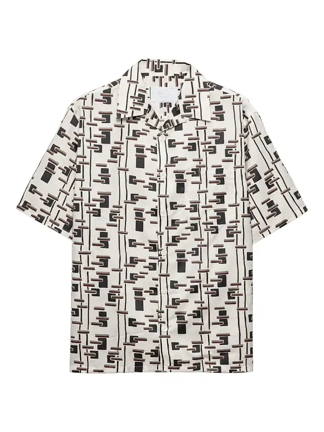 Men's Printed Cotton Blend Shirt - Beige Khaki