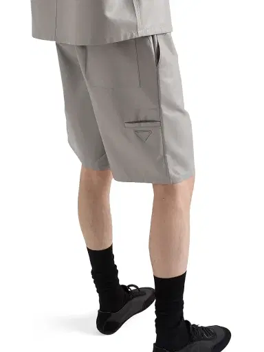 Prada Men's Leather Bermudas - Grey - Size 32 | Thumbnail 3
