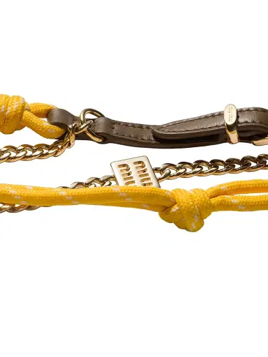 Miu Miu Women's Leather, Cord, and Metal Trick Bag Accessory - Green | Thumbnail 2