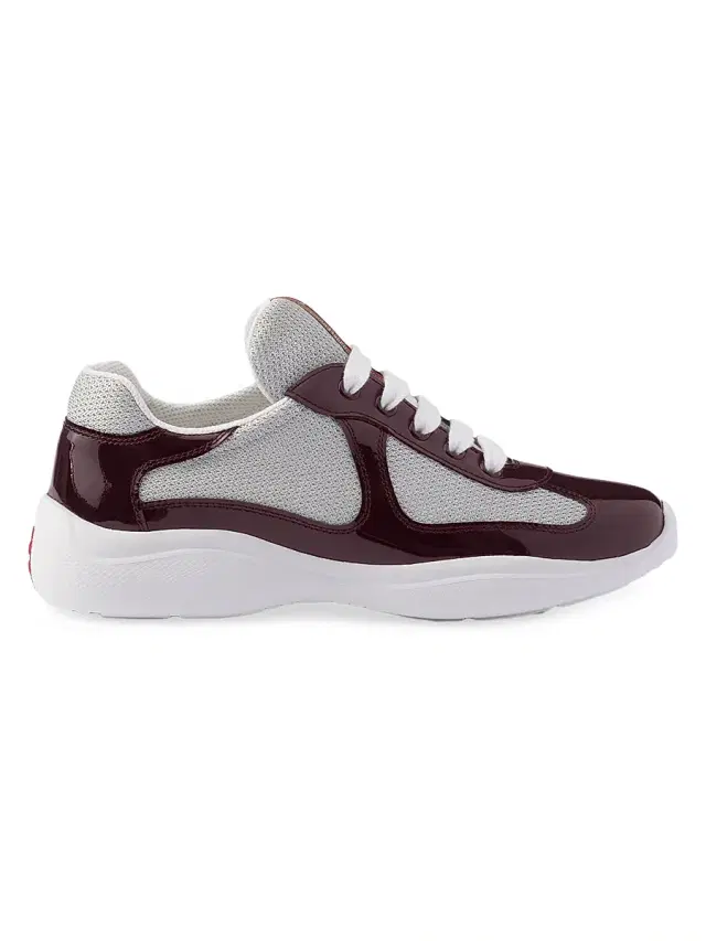 Prada Women's America's Cup Biker Fabric Sneakers - Dark Red