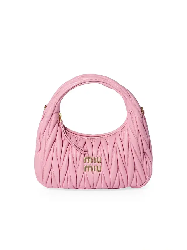 Miu Miu Women's Wander Matelassé Nappa Leather Hobo Bag - Baby Pink