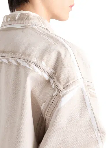 Prada Men's Bull Denim Zipper Shirt - Brown - Size Large | Thumbnail 6