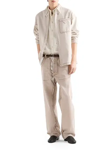 Prada Men's Bull Denim Zipper Shirt - Brown - Size Large | Thumbnail 7