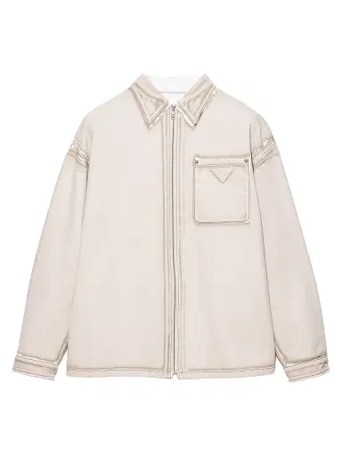 Prada Men's Bull Denim Zipper Shirt - Brown - Size Large | Thumbnail 1