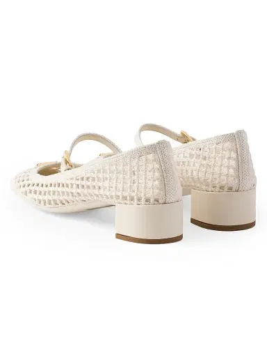 Prada Women's Crochet Pumps - Beige Khaki | Thumbnail 2