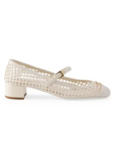 Prada Women's Crochet Pumps - Beige Khaki | Thumbnail 1