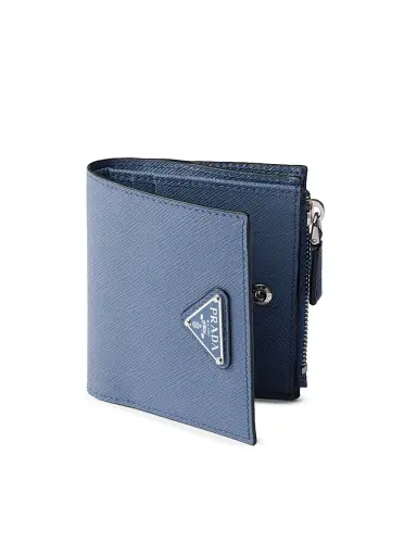 Prada Men's Saffiano Leather Wallet - Blue | Thumbnail 4 Prada Men's Saffiano Leather Wallet - Blue | Thumbnail 4