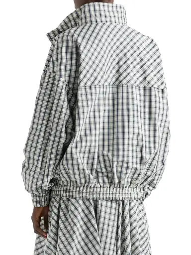 Prada Women's Checked Chambray Blouson Jacket - Beige Multi - Size 4 | Thumbnail 4