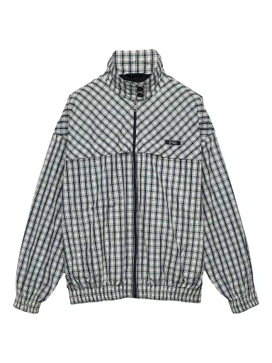 Prada Women's Checked Chambray Blouson Jacket - Beige Multi - Size 4 | Thumbnail 1