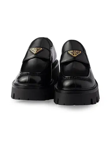 Prada Women's Brushed Leather Loafers - Black | Thumbnail 2 Prada Women's Brushed Leather Loafers - Black | Thumbnail 2