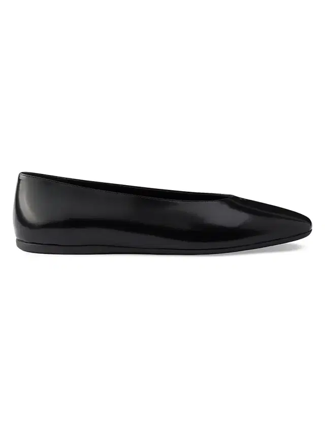 Prada Women's Brushed Leather Ballerinas - Black