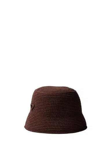 Prada Women's Crochet Bucket Hat - Brown - Size Large | Thumbnail 1