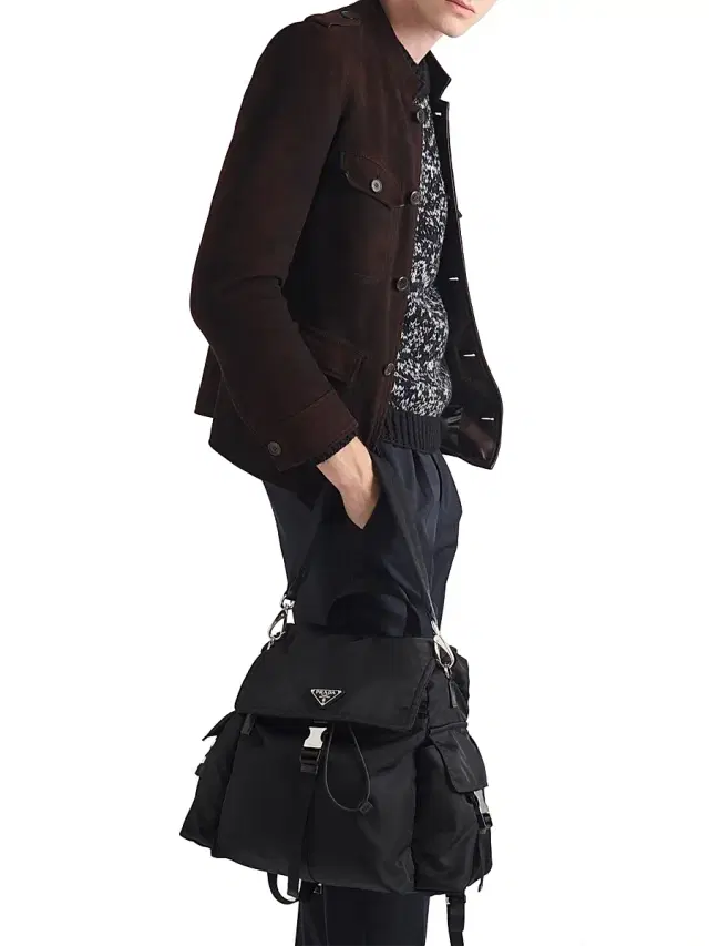 Prada Men's Explore Re-Nylon and Leather Backpack - Black