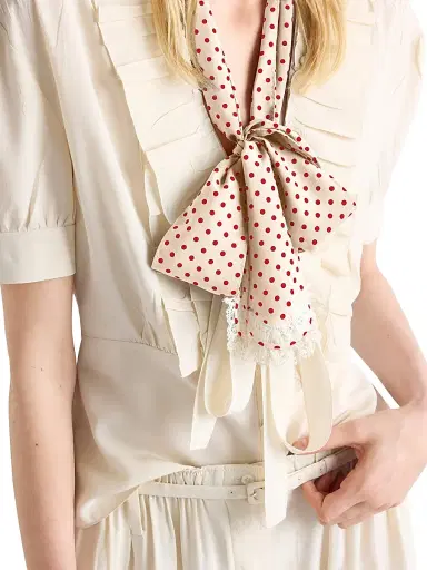 Prada Women's Polka Dot Marocain Scarf | Thumbnail 3