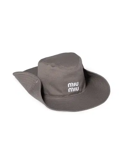 Miu Miu Women's Drill Cowboy Hat - Grey | Thumbnail 1